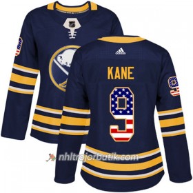 Dame Ishockey Buffalo Sabres Tröja Evander Kane 9 Adidas 2017-2018 Marinblå USA Flag Fashion Authentic